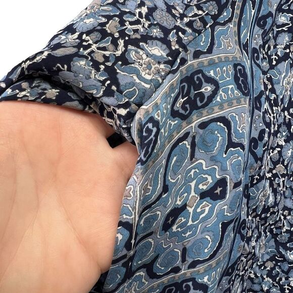 Joie Silk Blouse Blue Floral Print 174 small - Picture 8 of 16